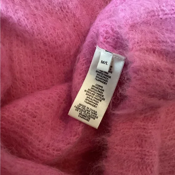 Rebecca Taylor Oversized Pink Brushed Finish Mohair Alpaca Cardigan Size M/L - Picture 7 of 8